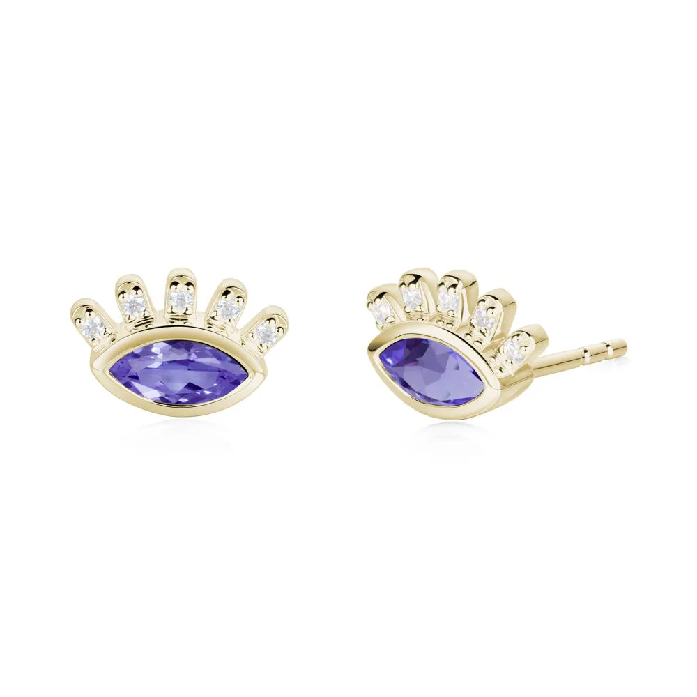 Tanzanite Evil Eye Stud Earrings - Image 7