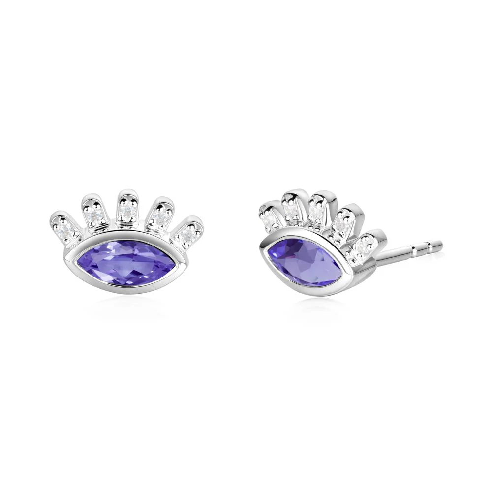 Tanzanite Evil Eye Stud Earrings - Image 9