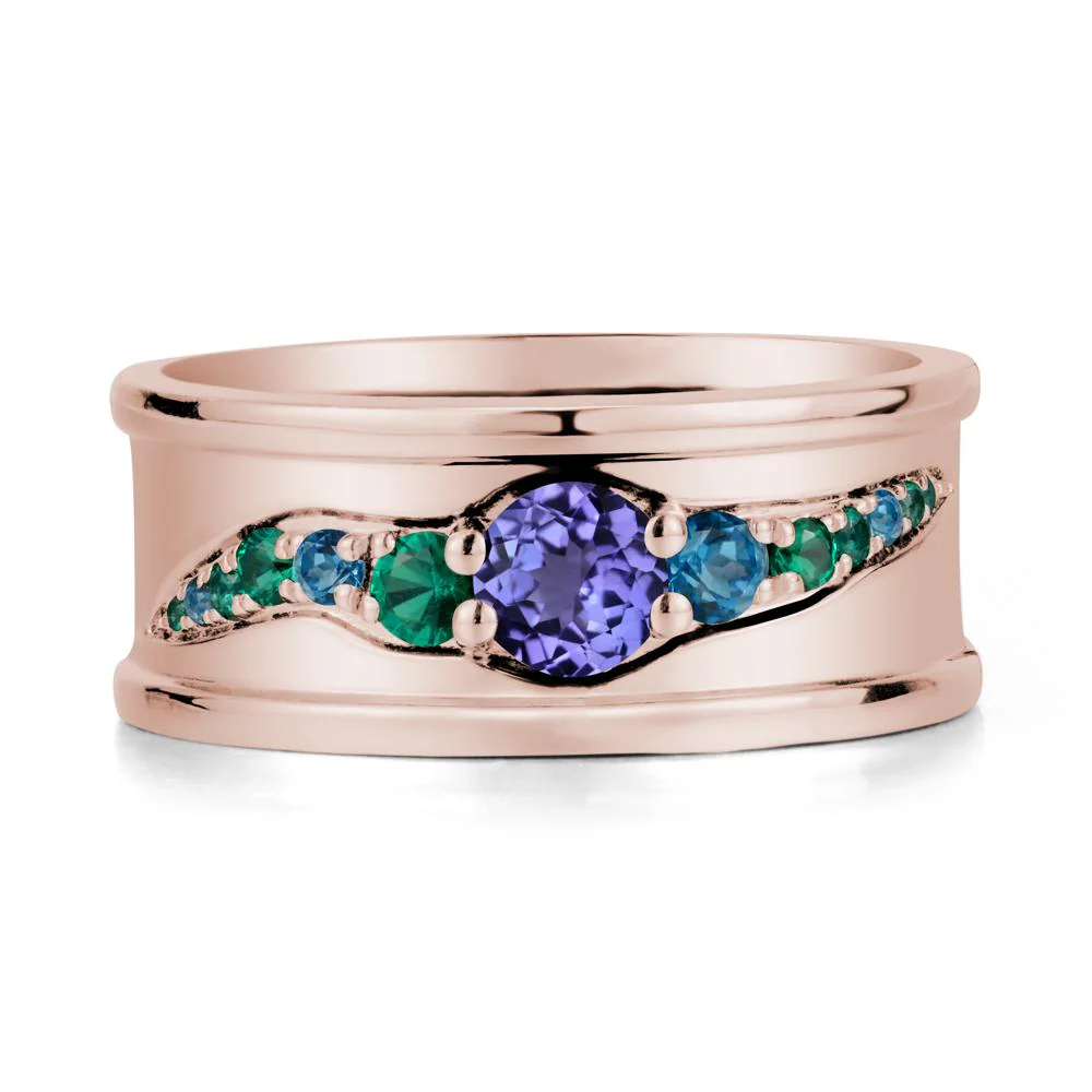 Tanzanite Multi Stone Men Ring