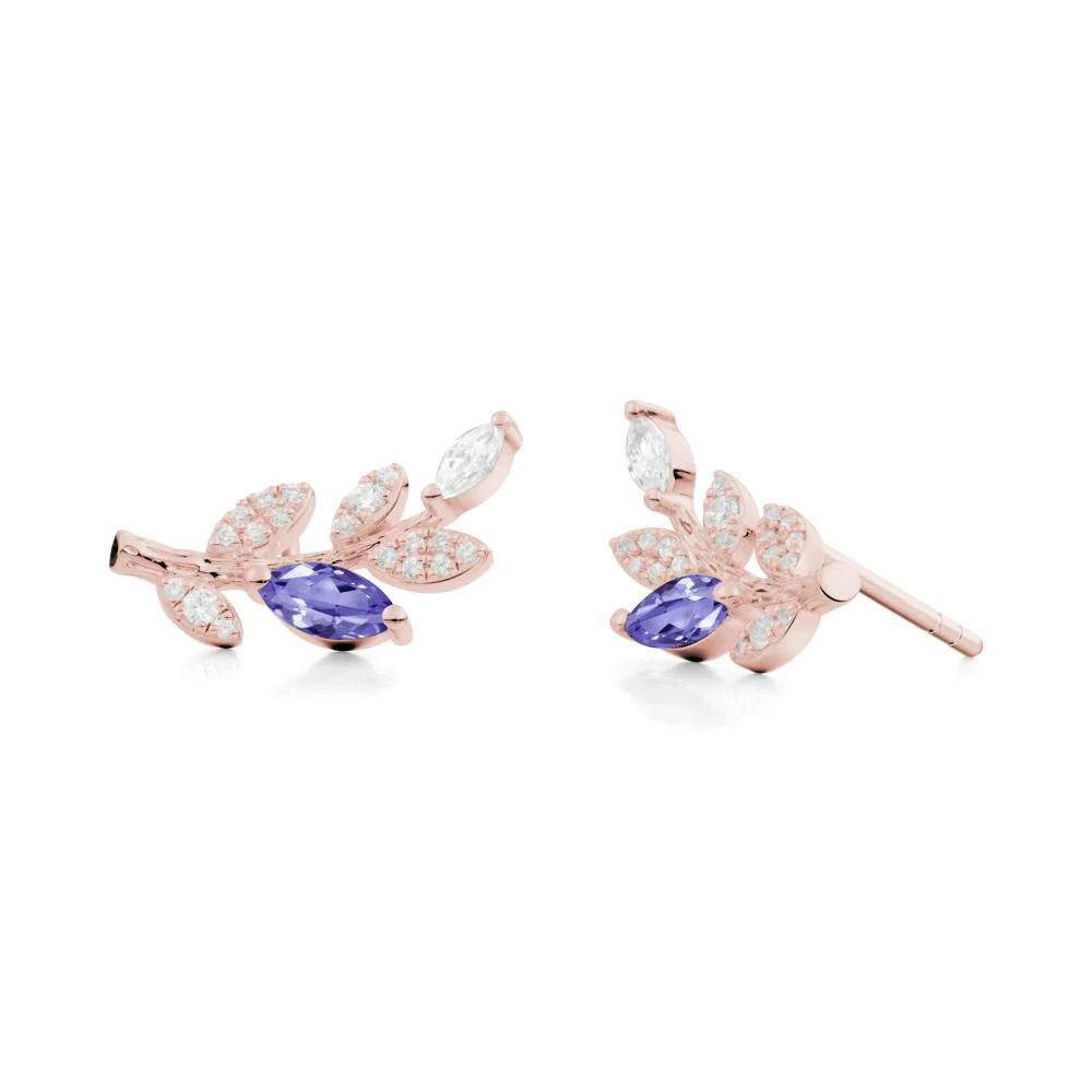 Tanzanite Olive Branch Stud Earrings - Image 6