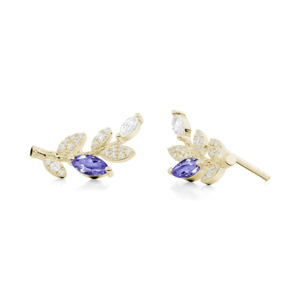 Tanzanite Olive Branch Stud Earrings - Image 8