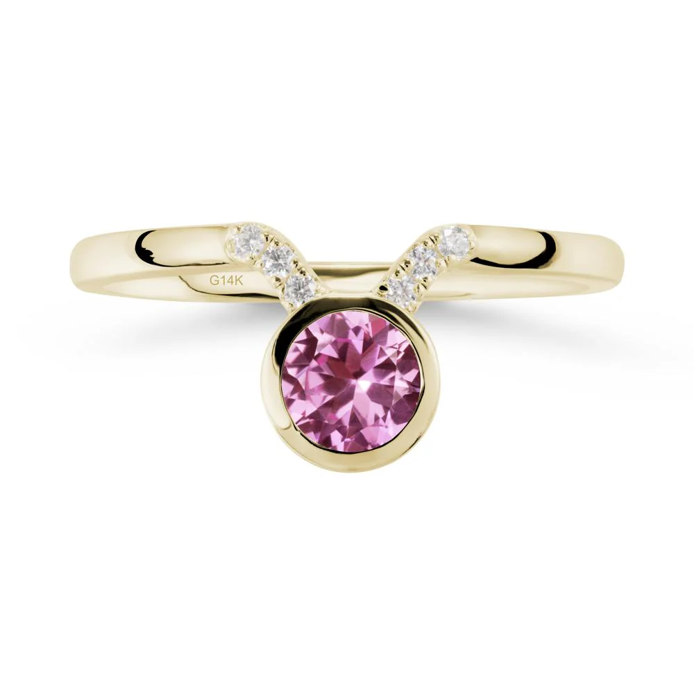 Taurus Zodiac Pink Sapphire Ring - Image 4