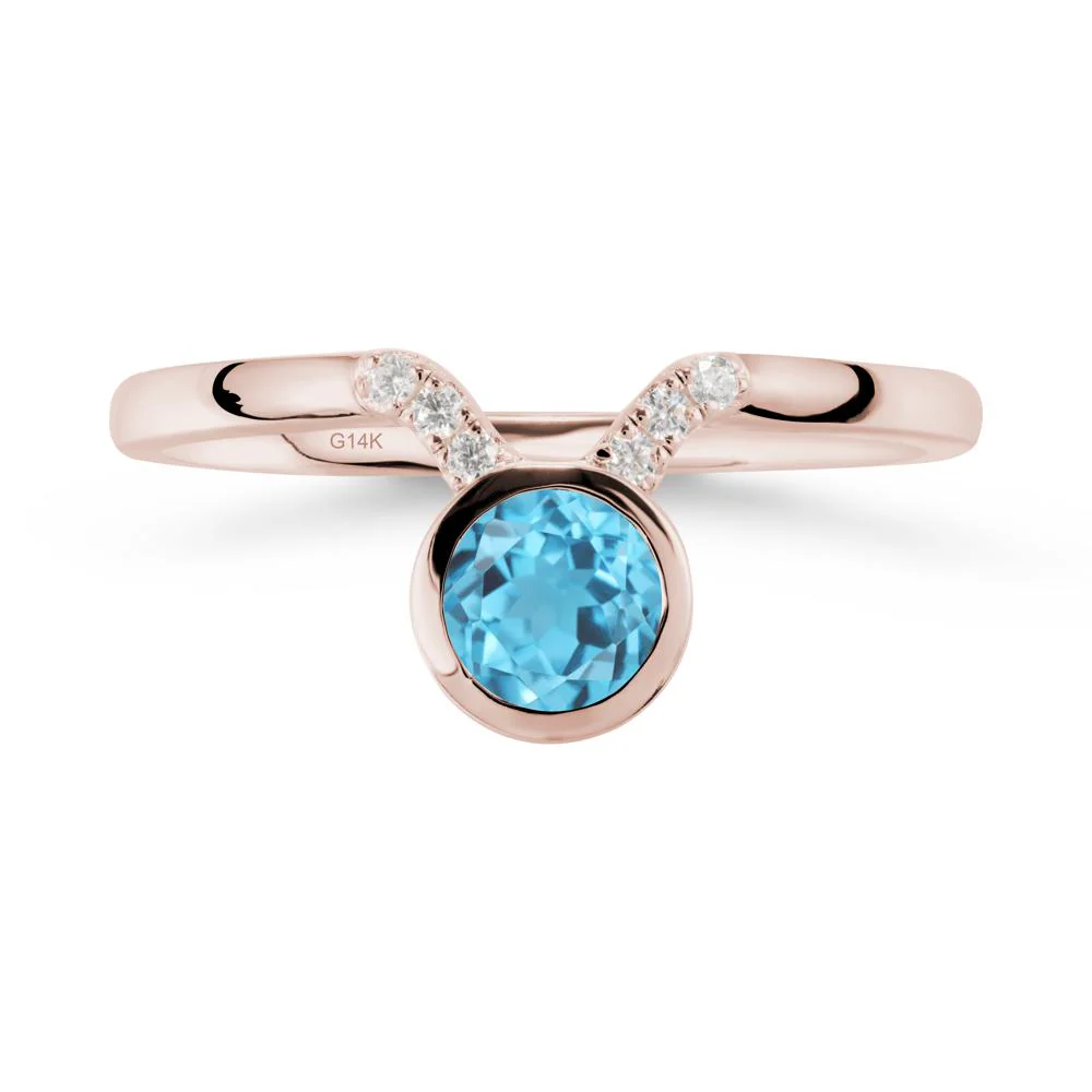 Taurus Zodiac Swiss Blue Topaz Ring