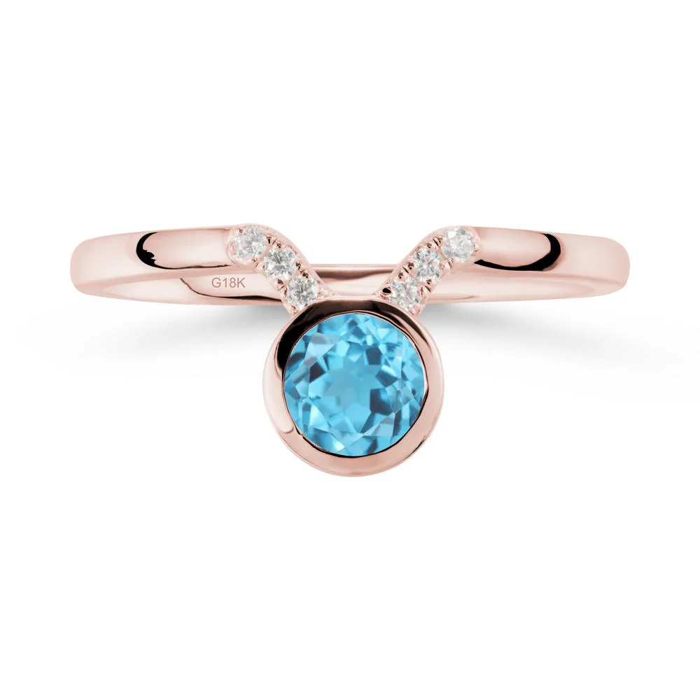 Taurus Zodiac Swiss Blue Topaz Ring - Image 4