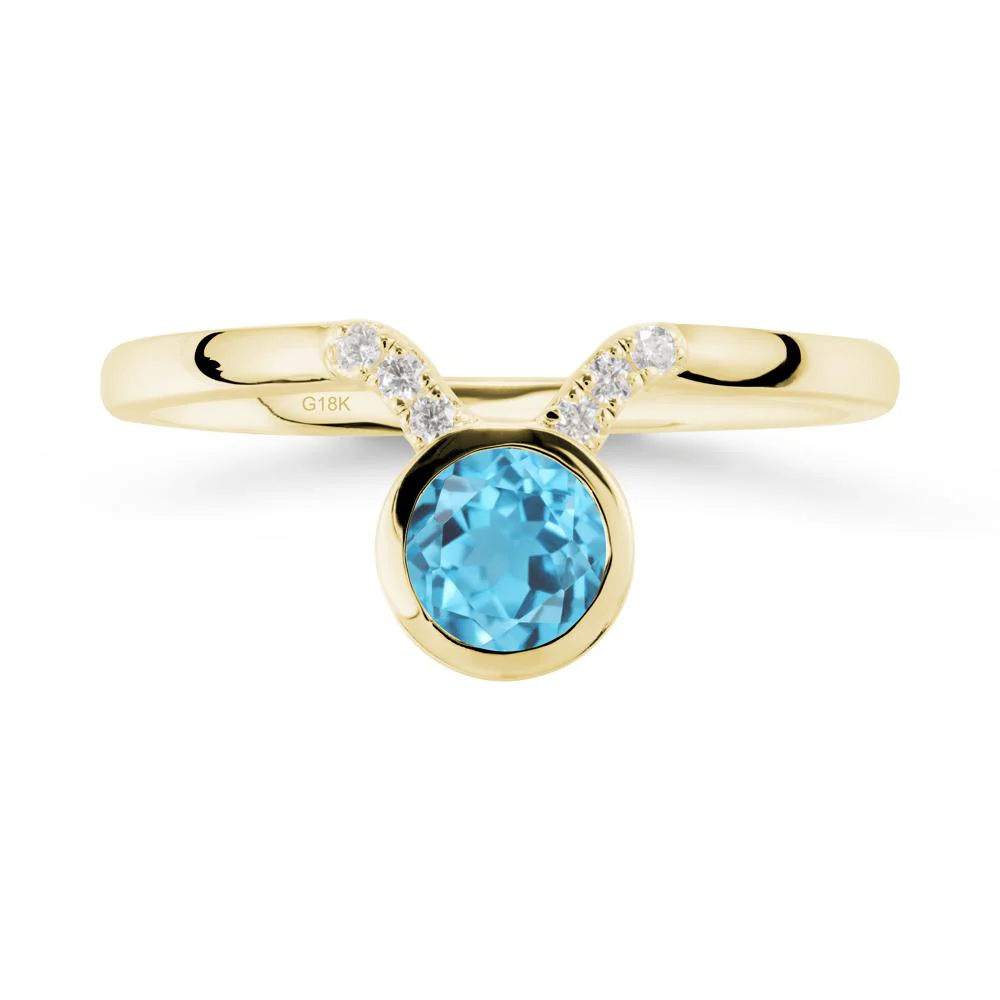 Taurus Zodiac Swiss Blue Topaz Ring - Image 6