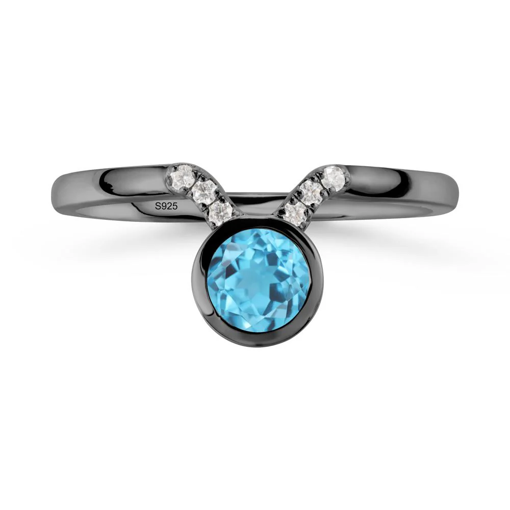 Taurus Zodiac Swiss Blue Topaz Ring - Image 7