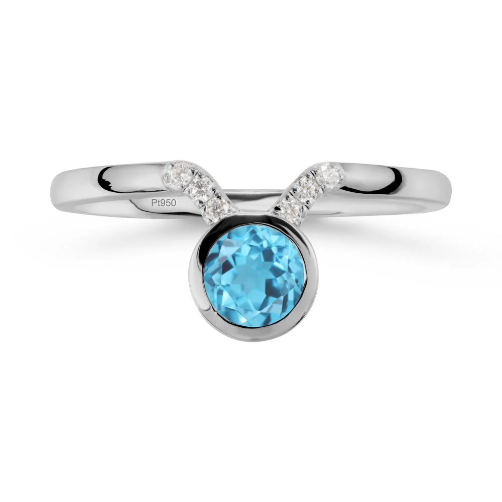 Taurus Zodiac Swiss Blue Topaz Ring - Image 8