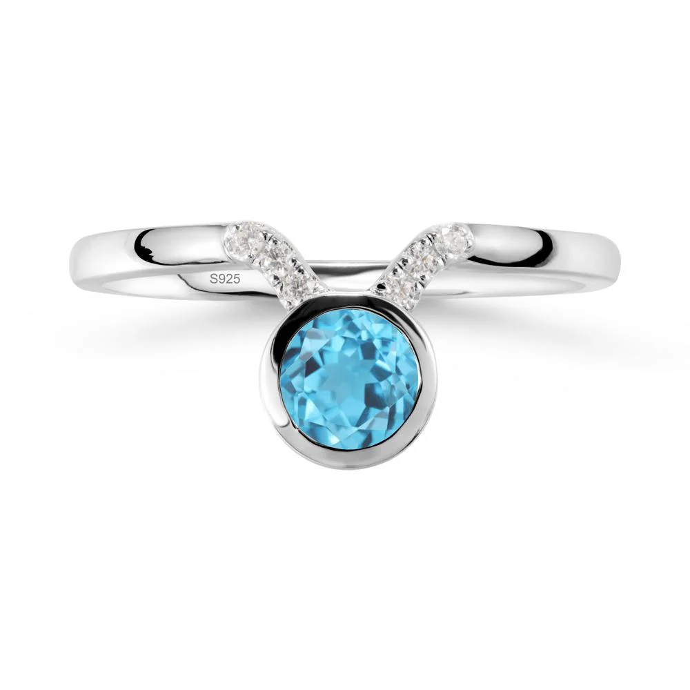 Taurus Zodiac Swiss Blue Topaz Ring - Image 9