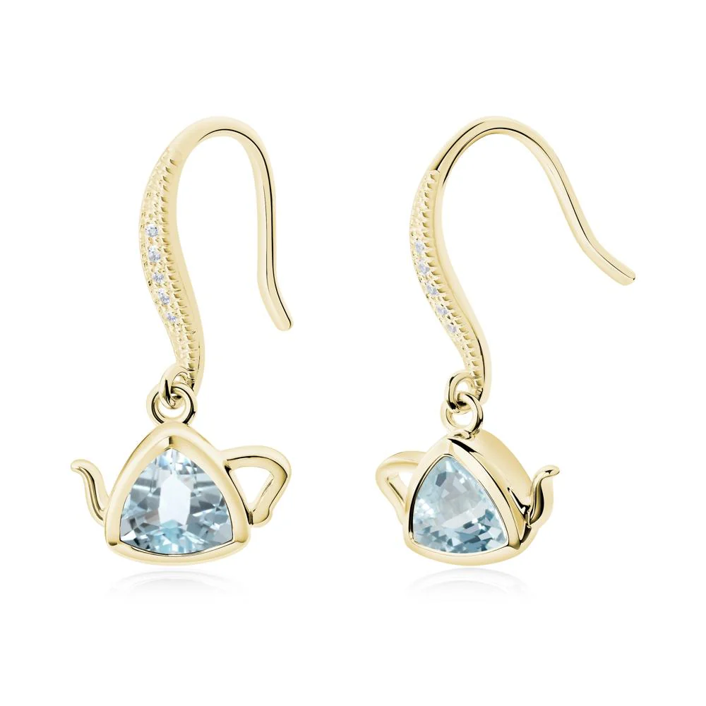 Teapot Inspired Aquamarine Fish Hook Earrings - Image 6
