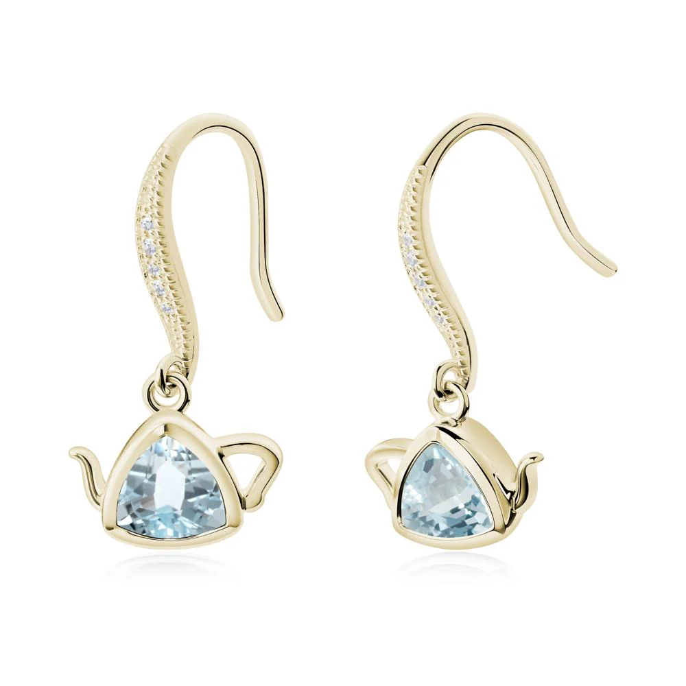 Teapot Inspired Aquamarine Fish Hook Earrings - Image 8