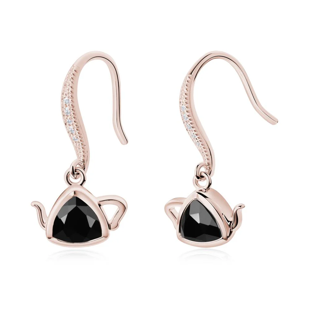 Teapot Inspired Black Spinel Fish Hook Earrings - Image 7