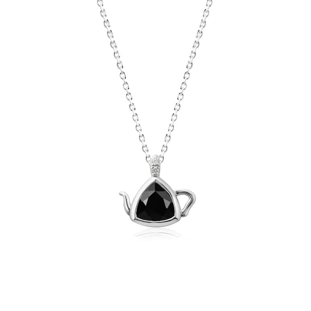 Teapot Inspired Black Spinel Necklace - Image 6