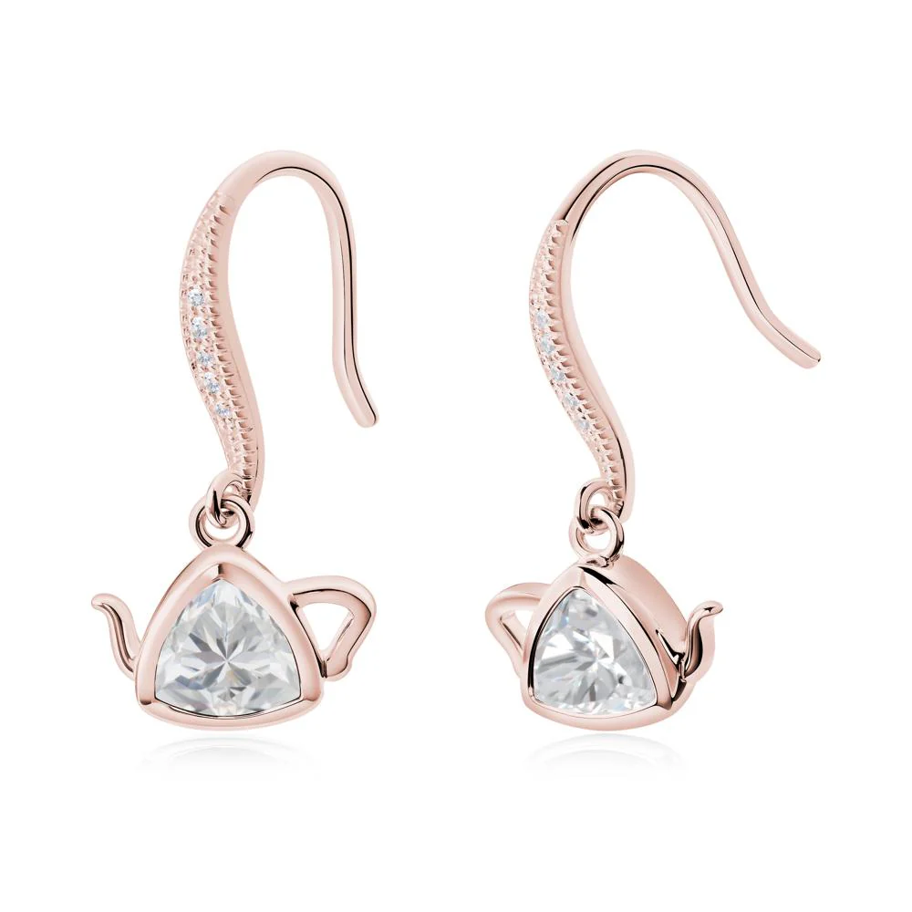 Teapot Inspired Cubic Zirconia Fish Hook Earrings - Image 5