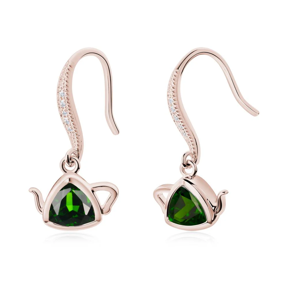 Teapot Inspired Diopside Fish Hook Earrings - Image 6