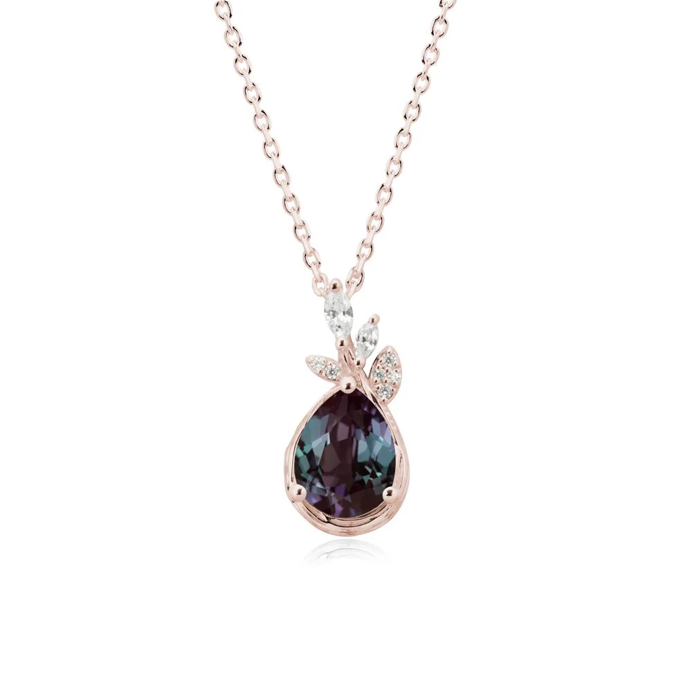 Tear Shaped Alexandrite Leaf Necklace - Image 2