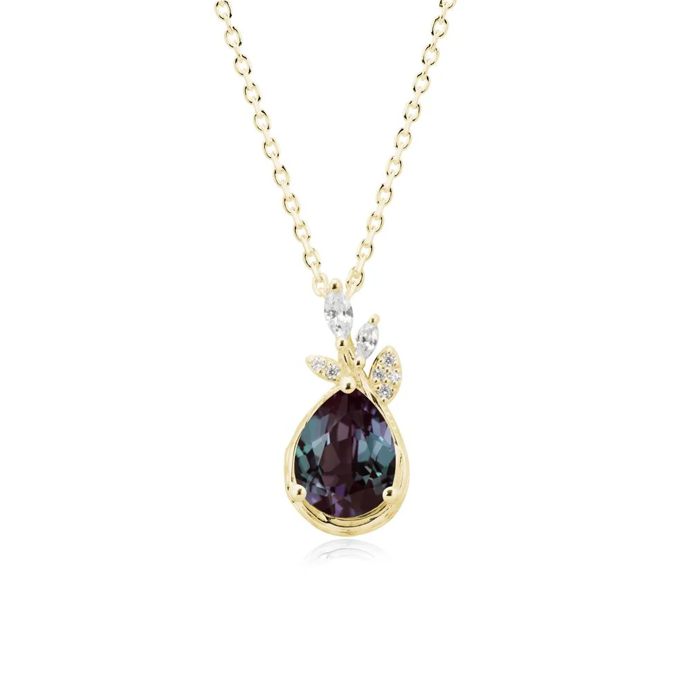 Tear Shaped Alexandrite Leaf Necklace - Image 7