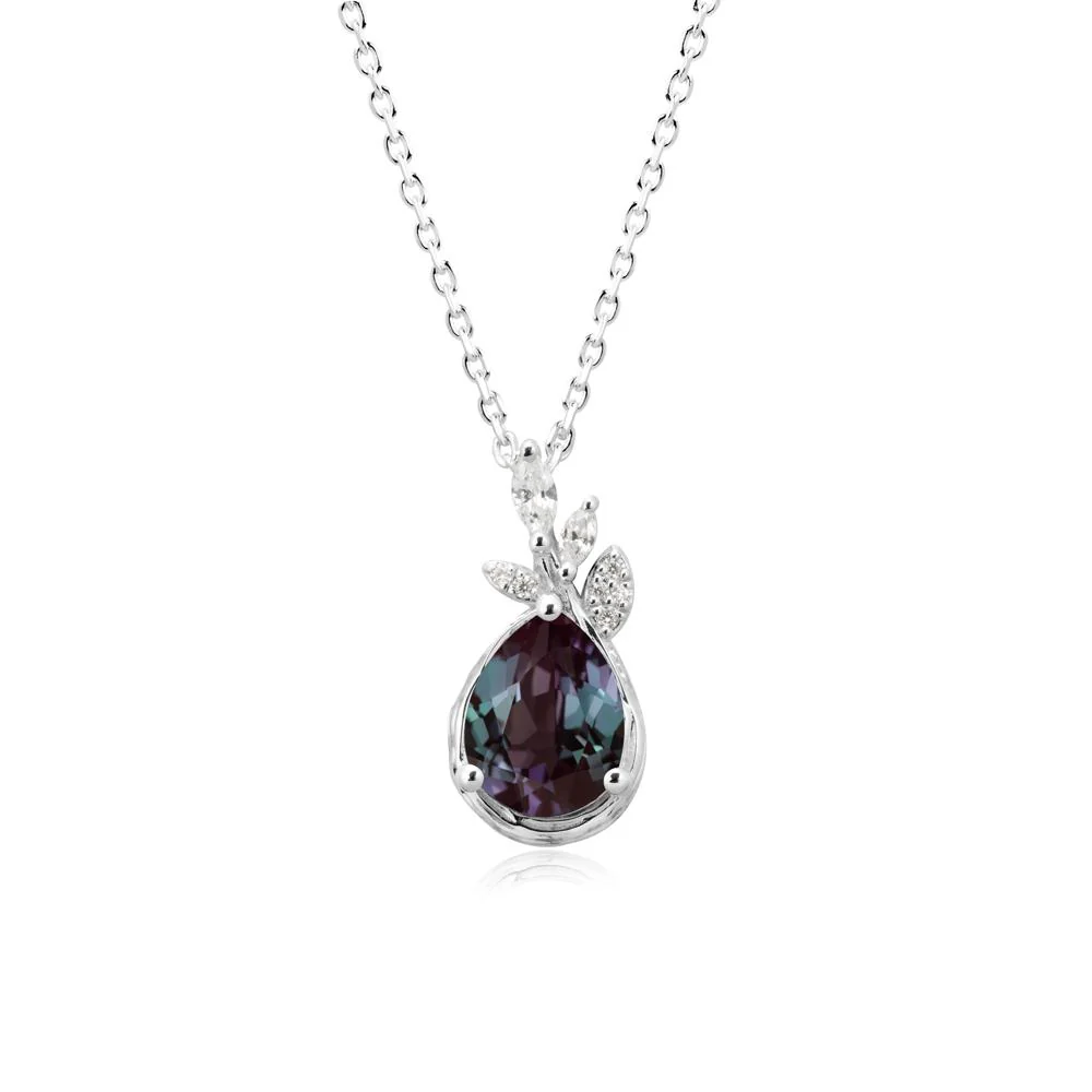 Tear Shaped Alexandrite Leaf Necklace - Image 9