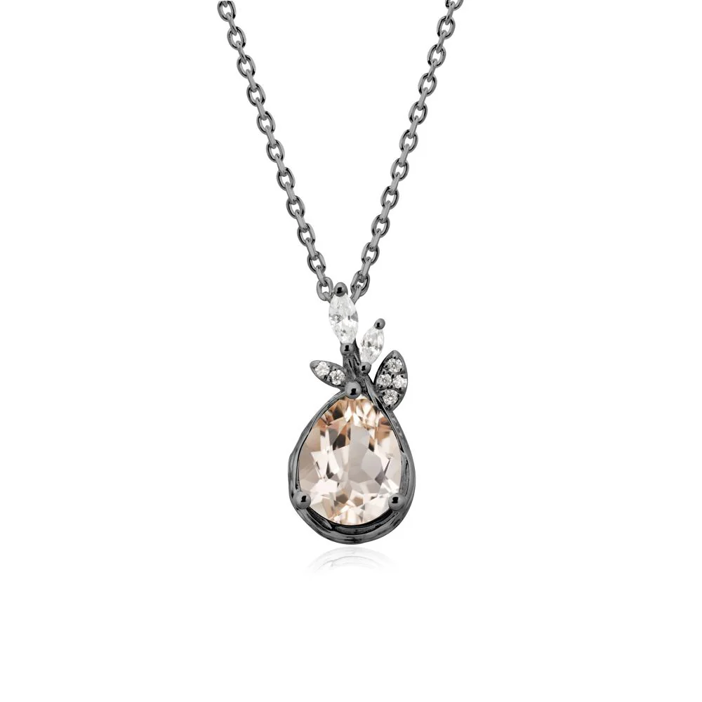 Tear Shaped Morganite Leaf Necklace - Image 7
