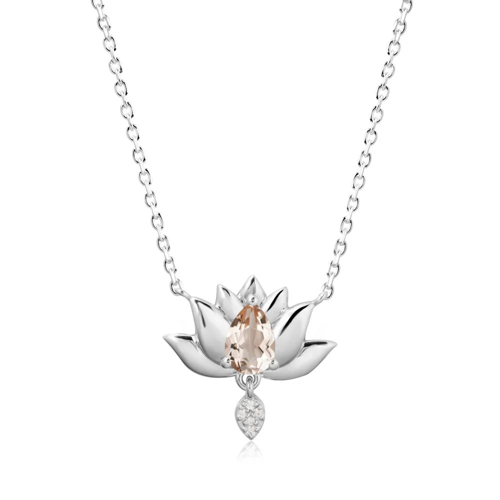 Tear Shaped Morganite Lotus Necklace