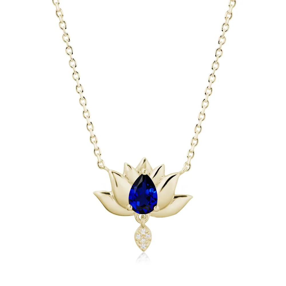 Tear Shaped Sapphire Lotus Necklace