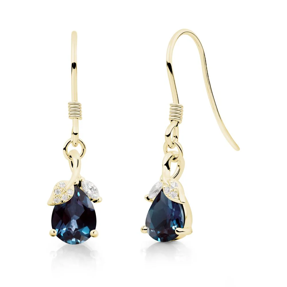 Teardrop Alexandrite French Hook Earrings - Image 4