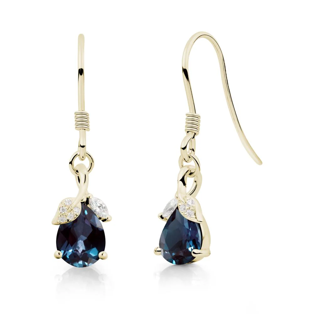 Teardrop Alexandrite French Hook Earrings - Image 6