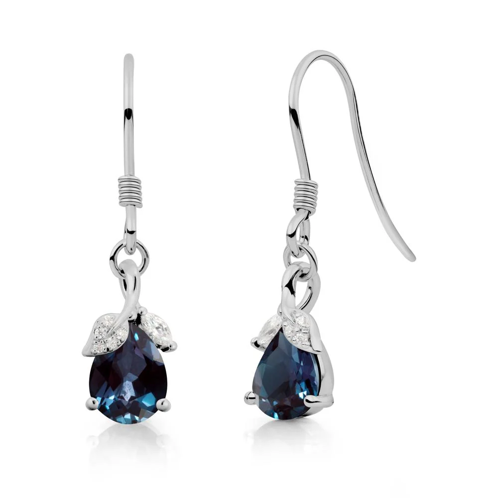 Teardrop Alexandrite French Hook Earrings - Image 8