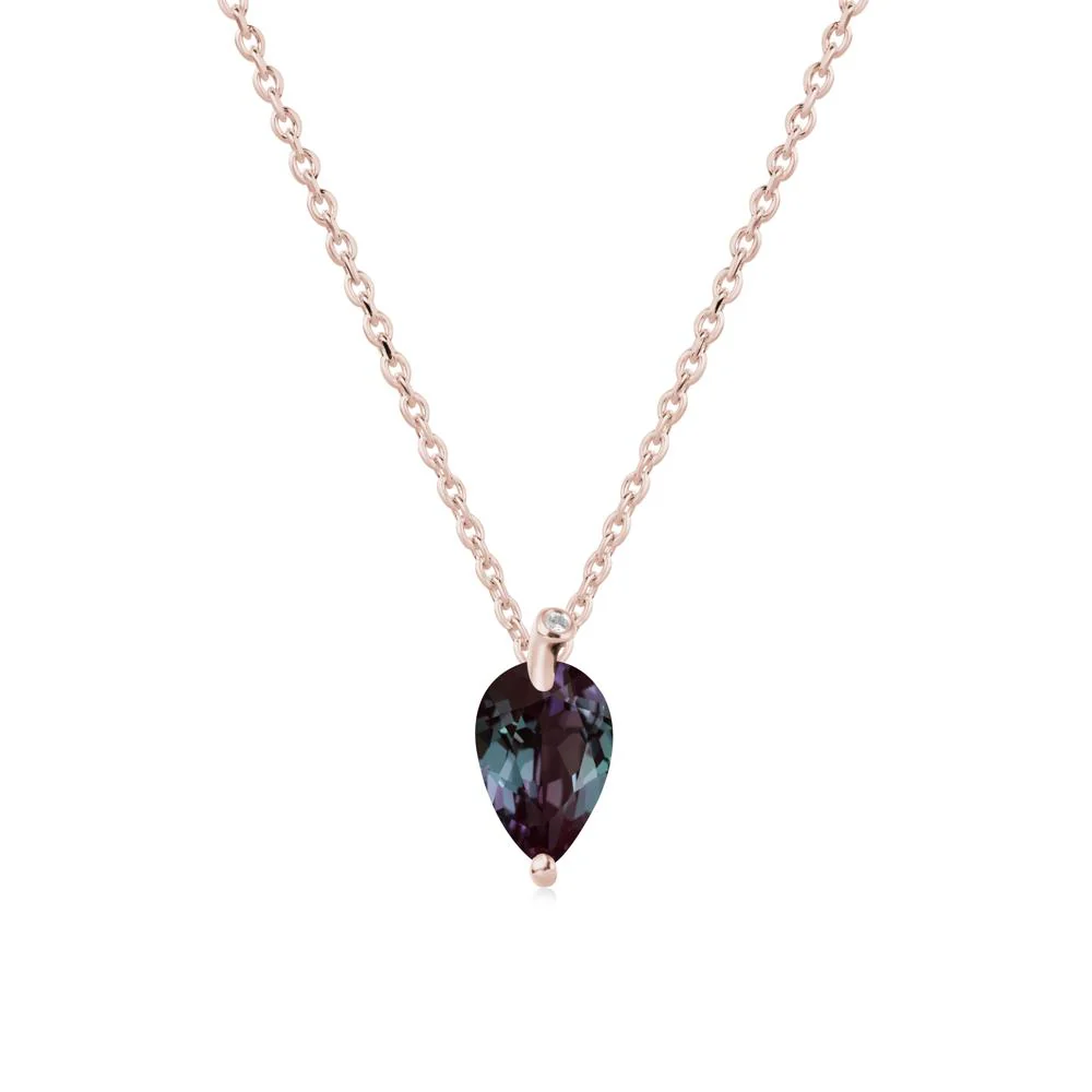 Teardrop Alexandrite Leaf Necklace - Image 2