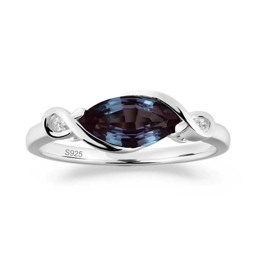 Teardrop Alexandrite Pave Bow Ring - Image 2
