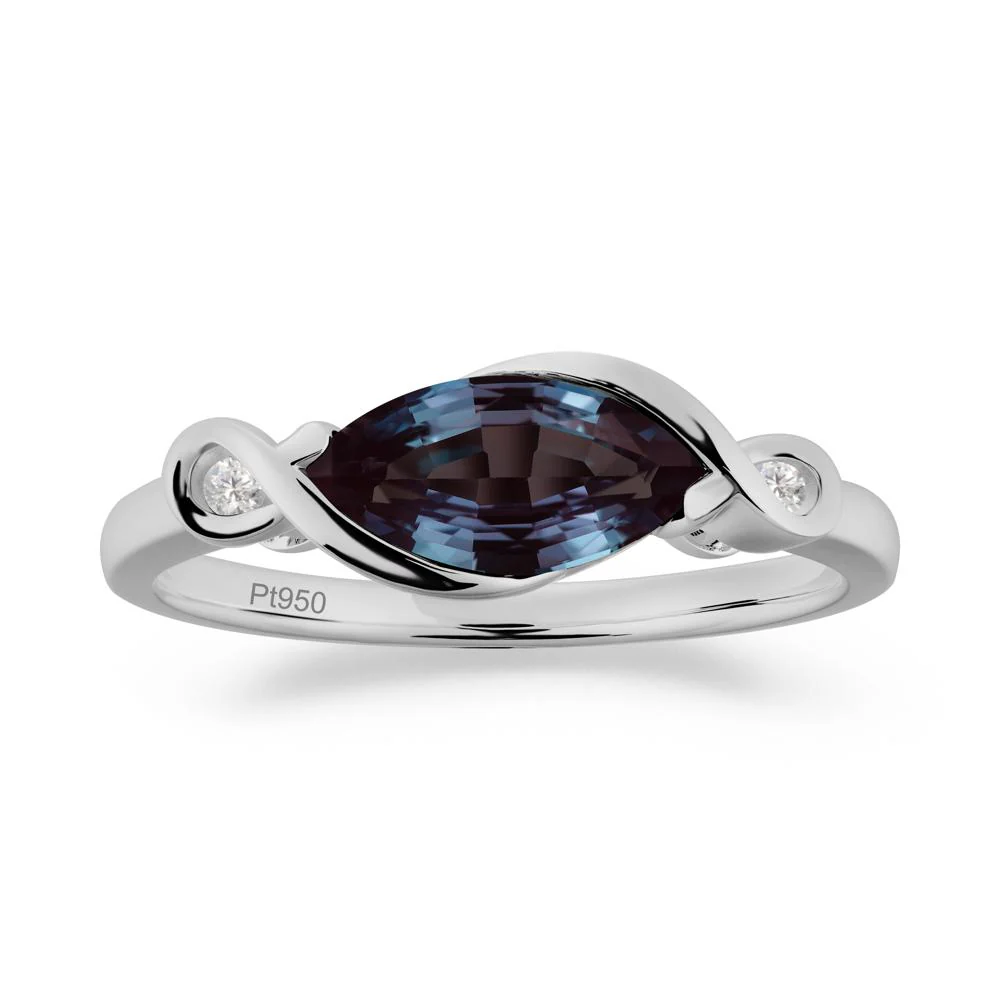 Teardrop Alexandrite Pave Bow Ring - Image 4