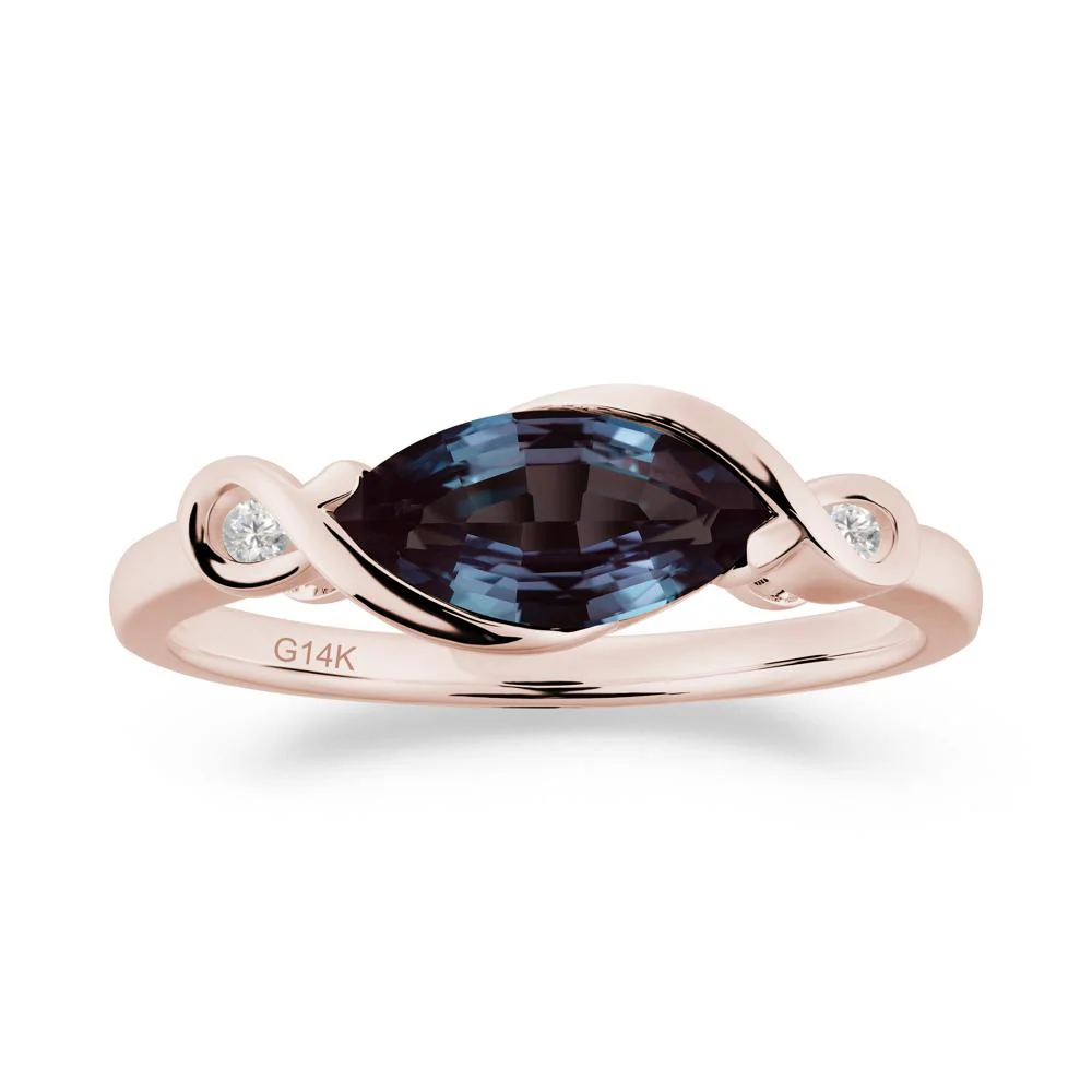 Teardrop Alexandrite Pave Bow Ring - Image 5