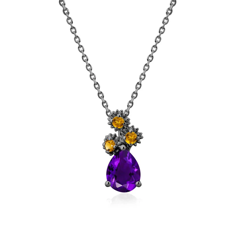 Teardrop Amethyst and Citrine Flower Pendant - Image 7