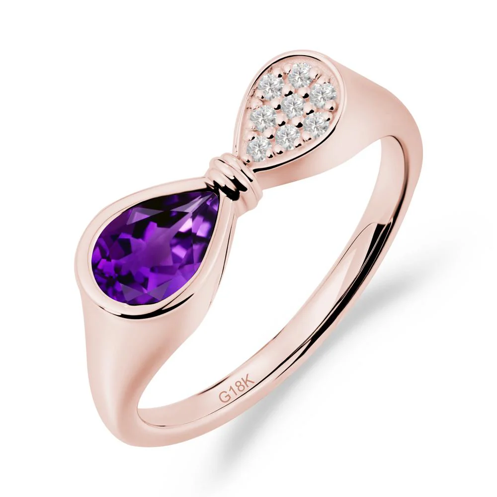 Teardrop Amethyst Infinity Knot Ring - Image 2