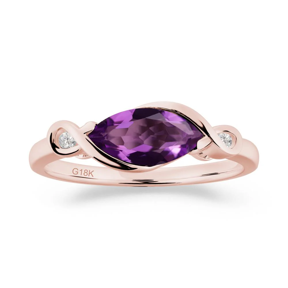 Teardrop Amethyst Pave Bow Ring - Image 2