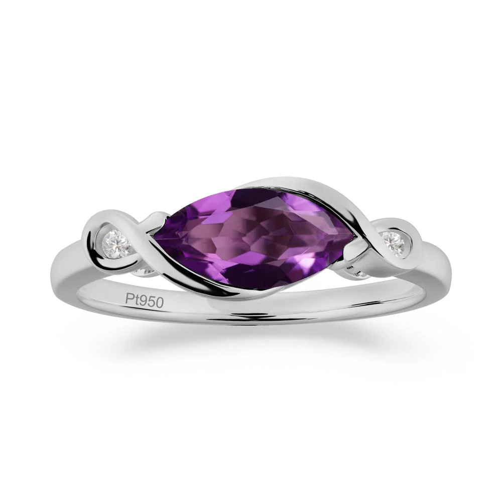 Teardrop Amethyst Pave Bow Ring - Image 3