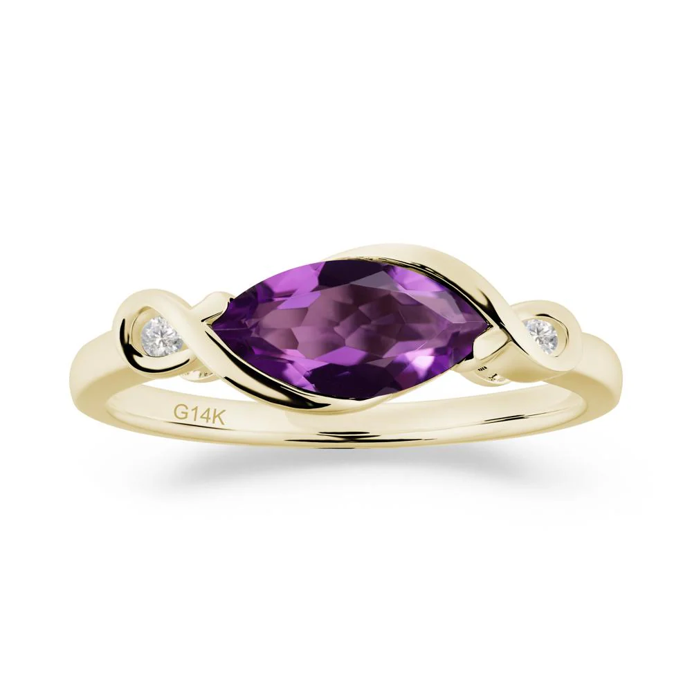 Teardrop Amethyst Pave Bow Ring - Image 4