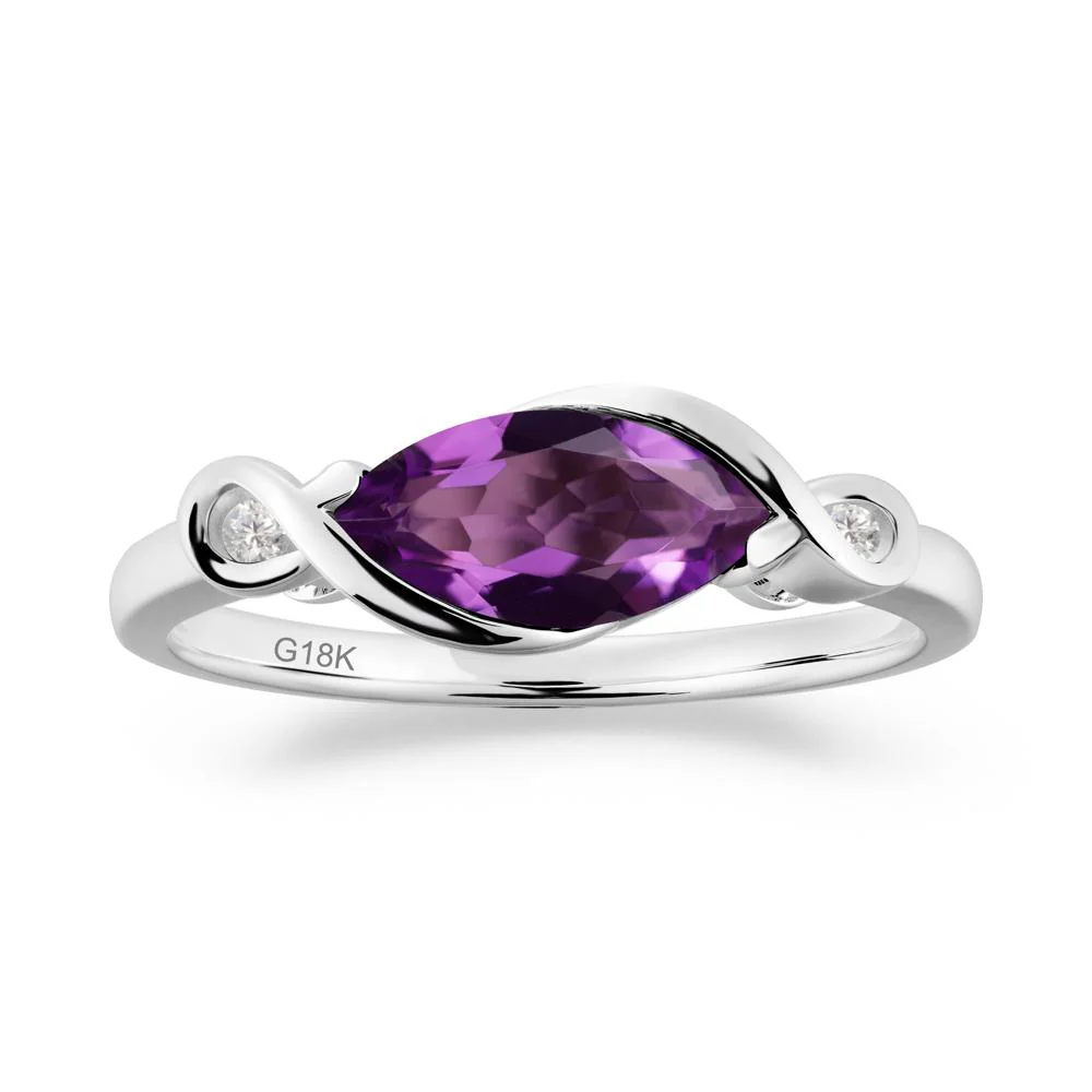 Teardrop Amethyst Pave Bow Ring - Image 5