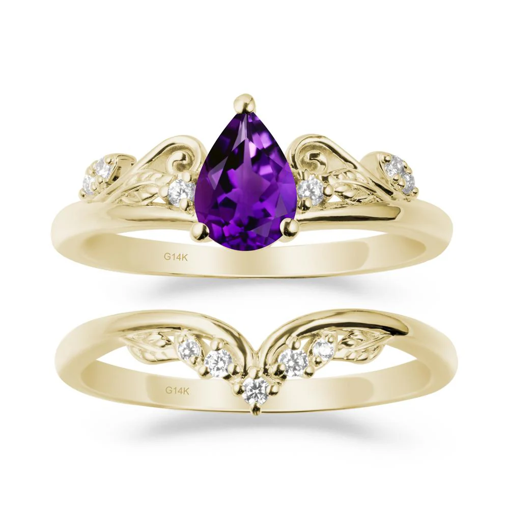 Teardrop Amethyst Promise Ring Set - Image 3