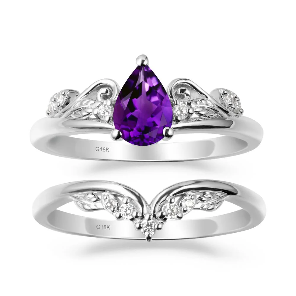 Teardrop Amethyst Promise Ring Set - Image 5