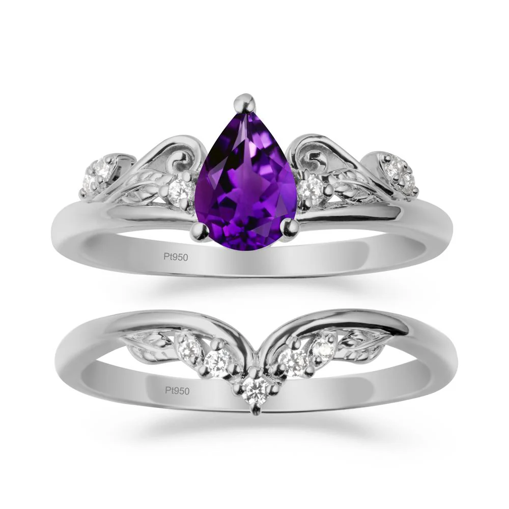 Teardrop Amethyst Promise Ring Set - Image 8