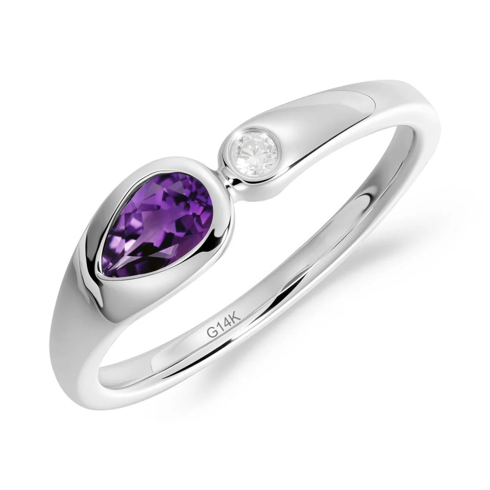Teardrop Amethyst Toi Et Moi Ring - Image 2