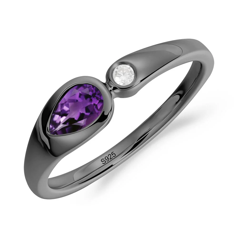 Teardrop Amethyst Toi Et Moi Ring - Image 4