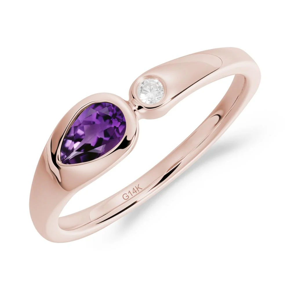 Teardrop Amethyst Toi Et Moi Ring - Image 5