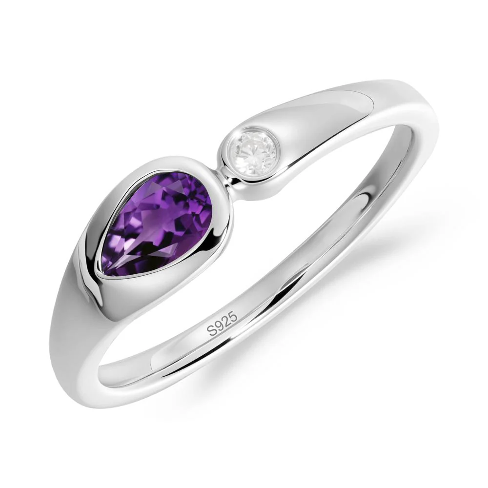 Teardrop Amethyst Toi Et Moi Ring - Image 9