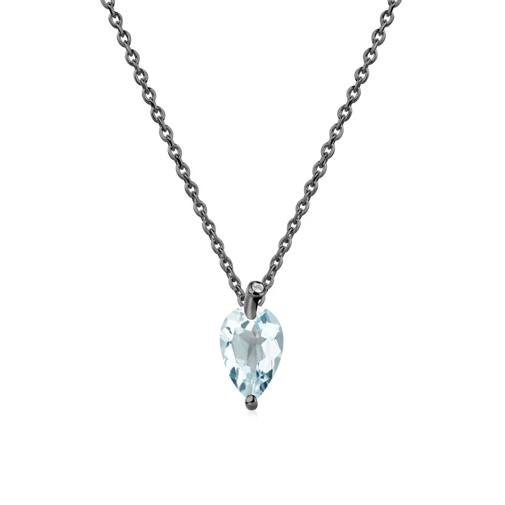 Teardrop Aquamarine Leaf Necklace - Image 7