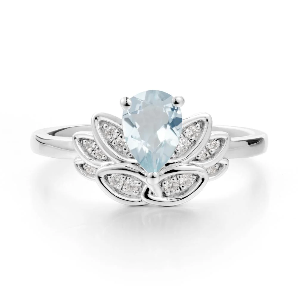 Teardrop Aquamarine Petal Ring