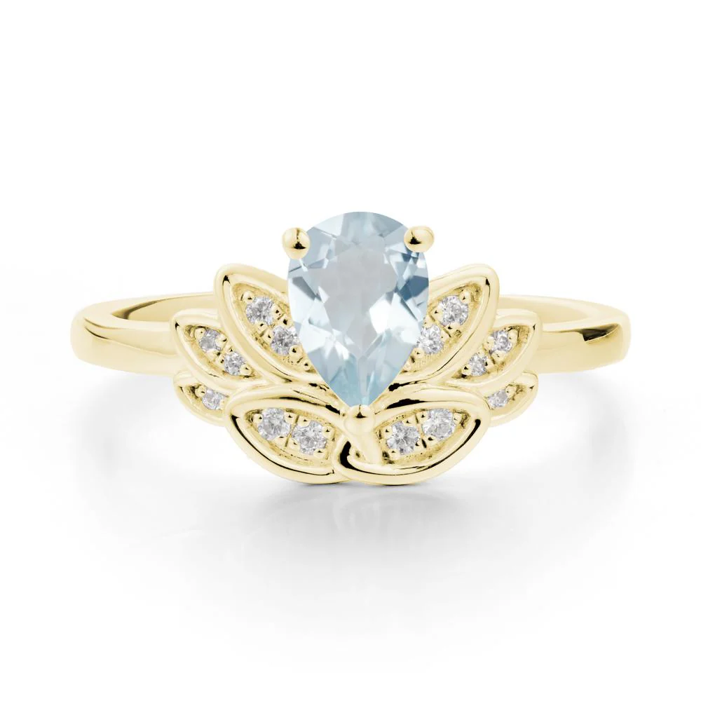 Teardrop Aquamarine Petal Ring - Image 6