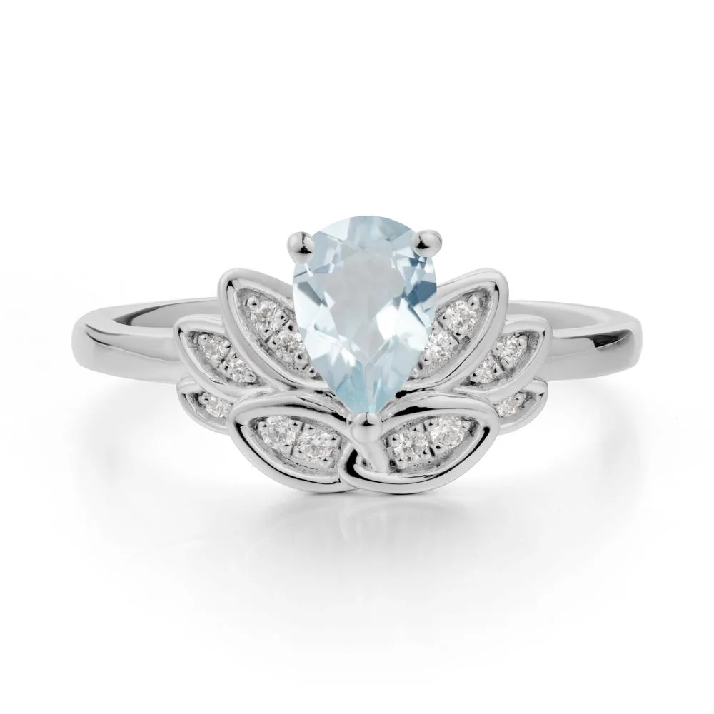 Teardrop Aquamarine Petal Ring - Image 8