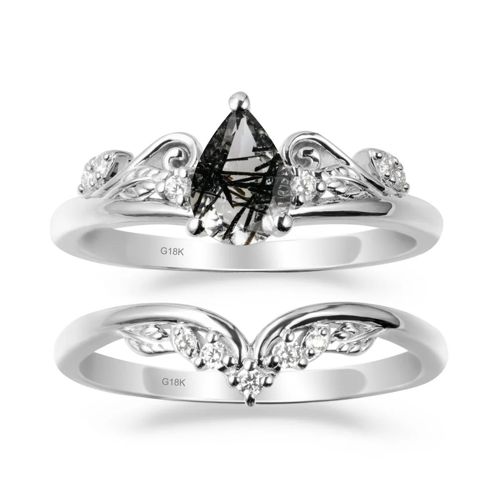 Teardrop Black Rutilated Quartz Promise Ring Set - Image 5