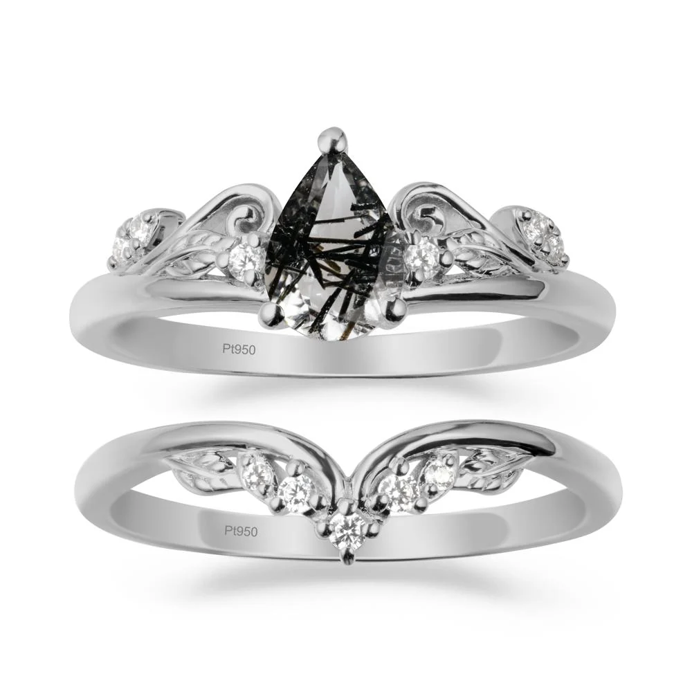 Teardrop Black Rutilated Quartz Promise Ring Set - Image 8